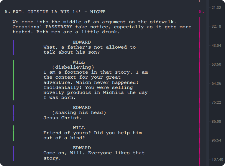 Screenplay text editor